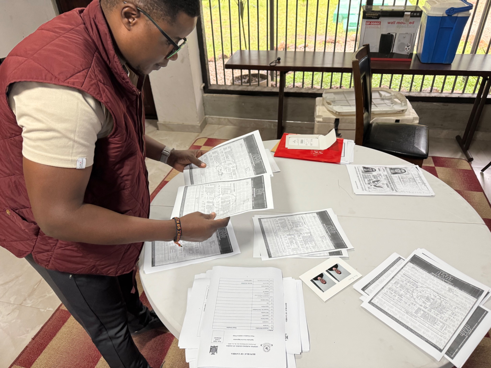 Michael working with ministry materials